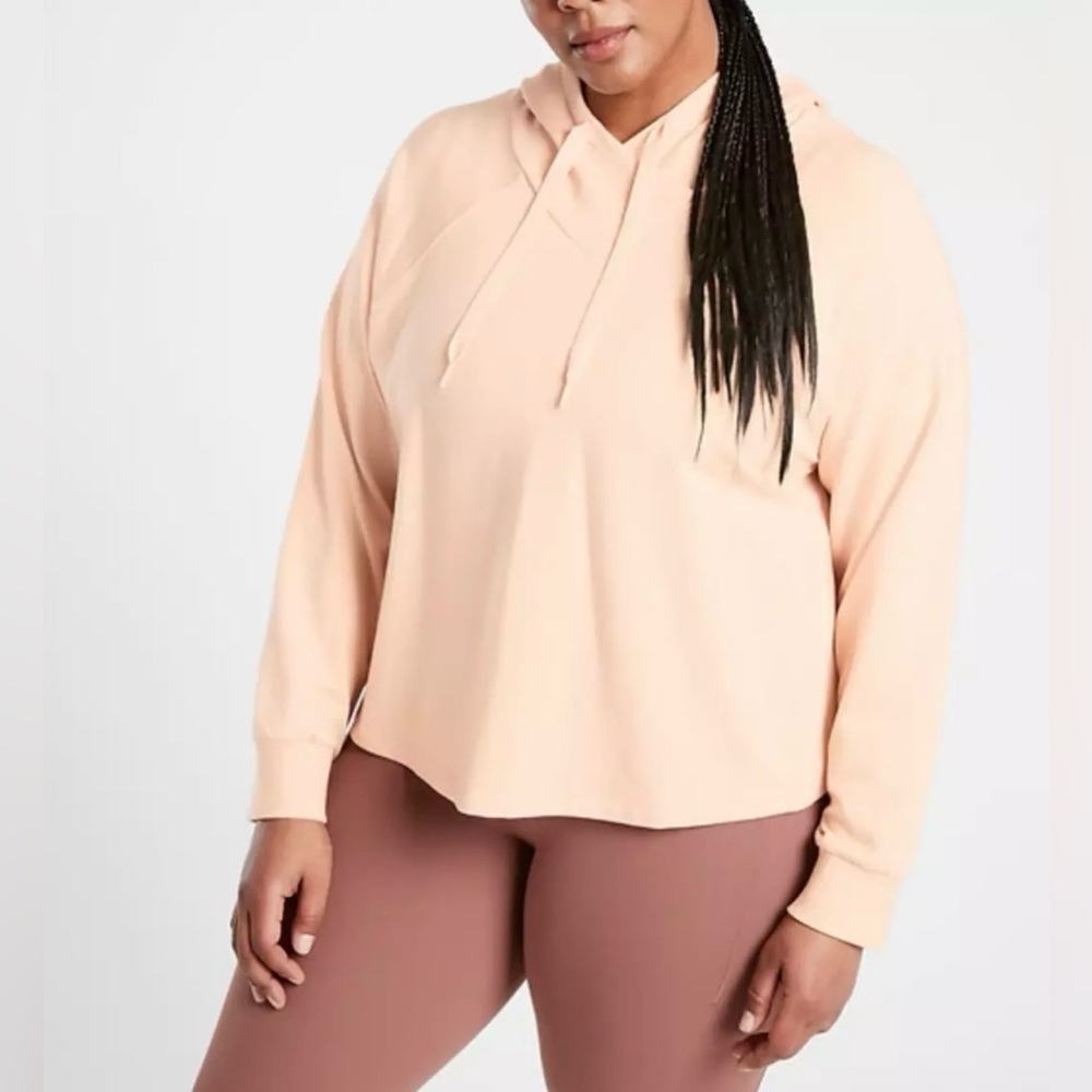Athleta Hoodie Sweatshirt Buttery Beige Peach Boardwalk High Hip Sweatshirt 1X